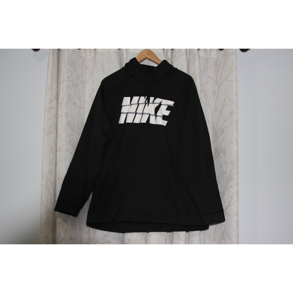 Men's Nike Therma HD Black‎ White Zig-Zag Size XL Dri-Fit Hoodie 932009-010